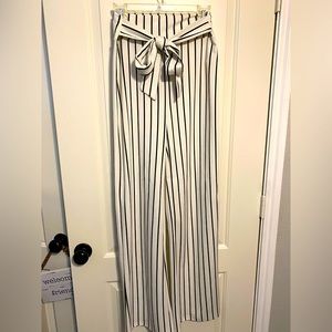Wide leg pinstripe dress pants. These are LONG!